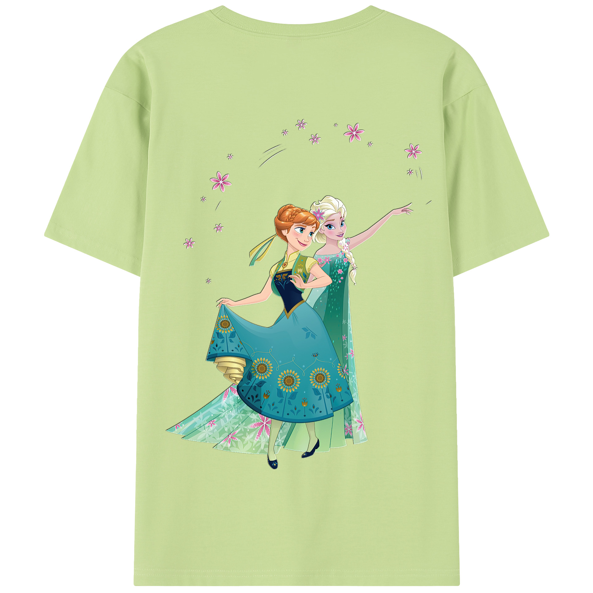 （画像用） アナと雪の女王 アンナ エルサ Frozen Anna Elsa 綿100％半袖Tシャツ（背面プリント）
